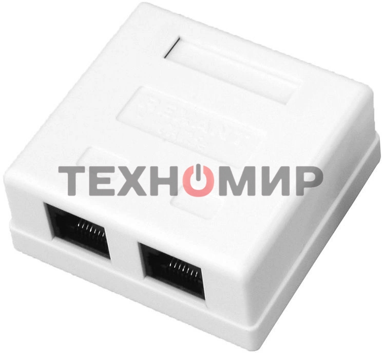 Розетка компьютерная Rexant 2-м ОП RJ45 CAT.5E бел.
