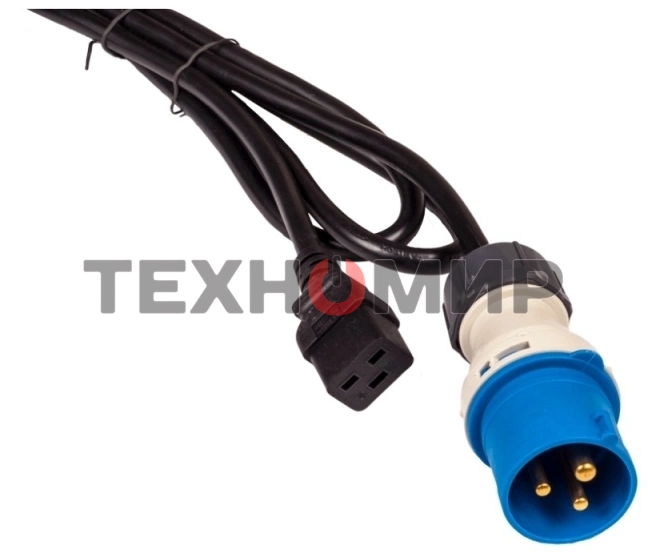 Шнур питания LANMASTER C19-I309 Male, 3х2.5, 220В, 16А, черный, 2.5 м.