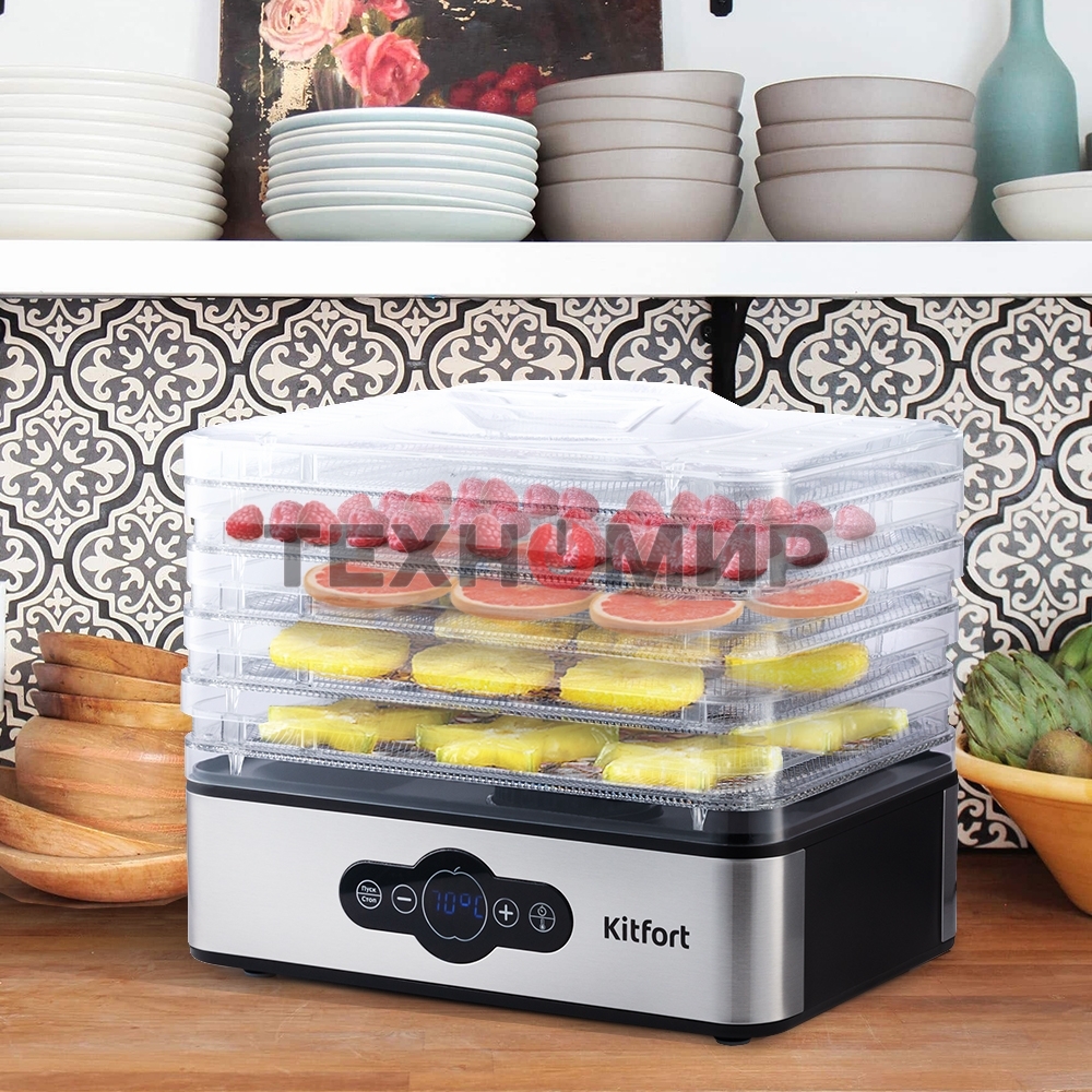 Сушилка для овощей и фруктов Kitfort KT-1914 5под. 240 Вт, черный