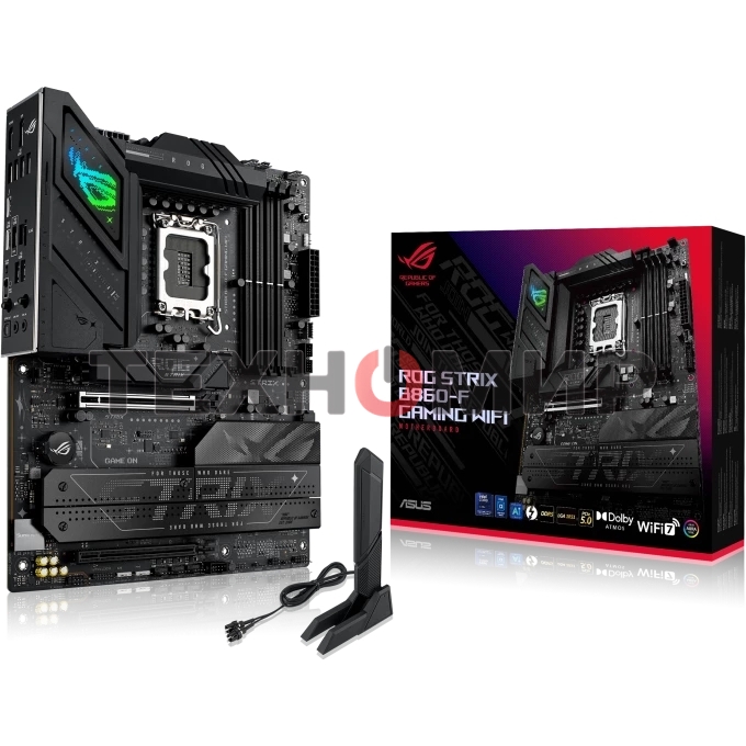 Материнская плата ASUS ROG STRIX B860-F GAMING WIFI, LGA 1851, Intel B860, 4xDDR5, 4xSATA, 4xM.2, 1xPCIe 5.0 x16, 1xPCIe 4.0 x16, 1xDP, 1xHDMI, 1x 2.5Gb LAN, 1xUSB 20Gbps, 1xUSB 10Gbps, 6xUSB-A 5Gbps, 2xUSB 2.0, 3x3.5 мм, 7.1, ATX