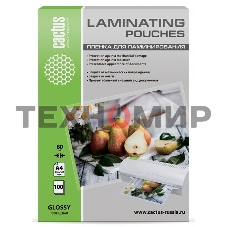 Пленка для ламинирования Cactus 80мкм A4 (100 шт) глянцевая 216x303 мм CS-LPGA480100