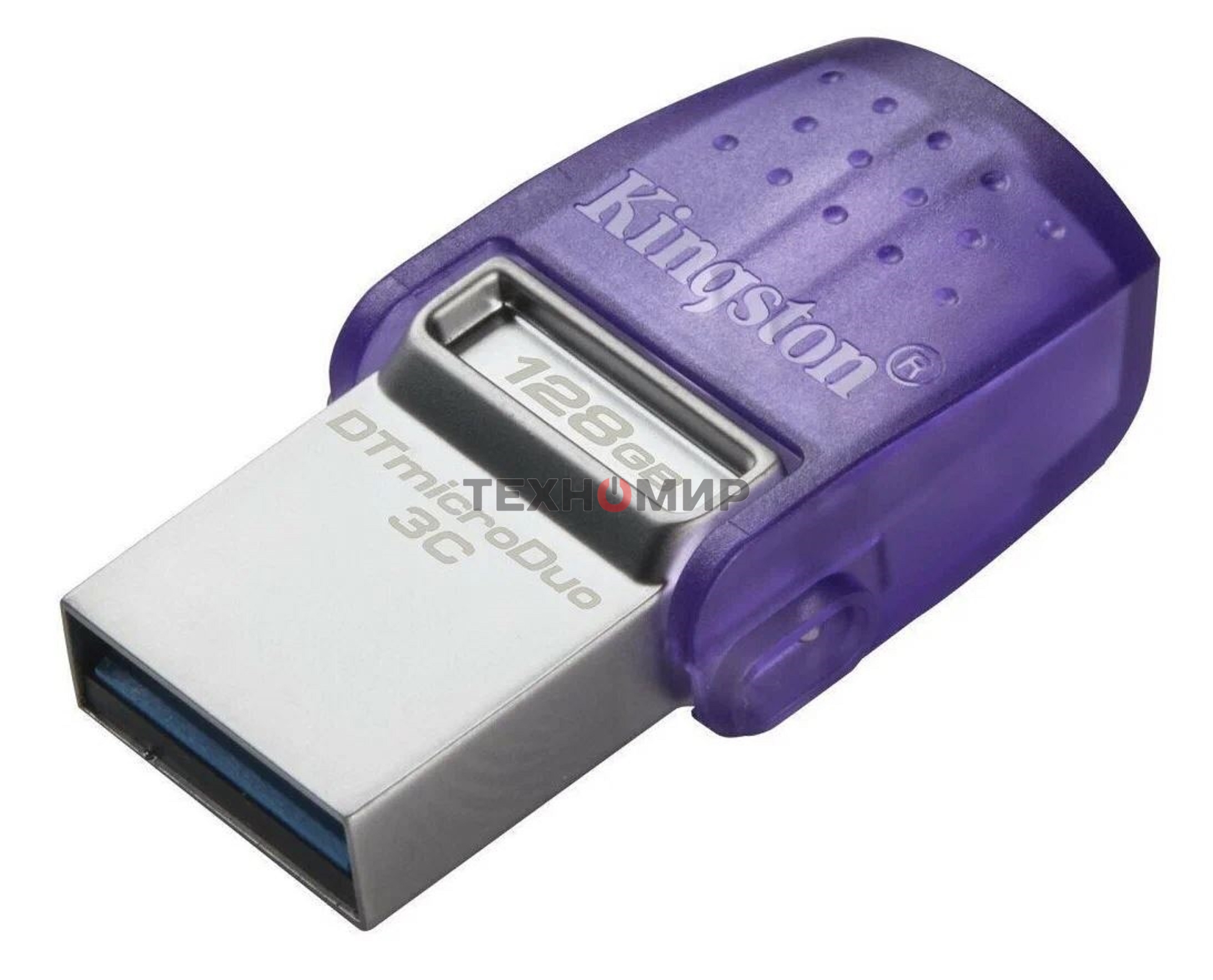 Флешка USB Kingston DataTraveler microDuo 3C (DTDUO3CG3/128Gb), 128Gb, USB 3.2 Gen 1/Type-C, R/W 200/15, фиолетовый