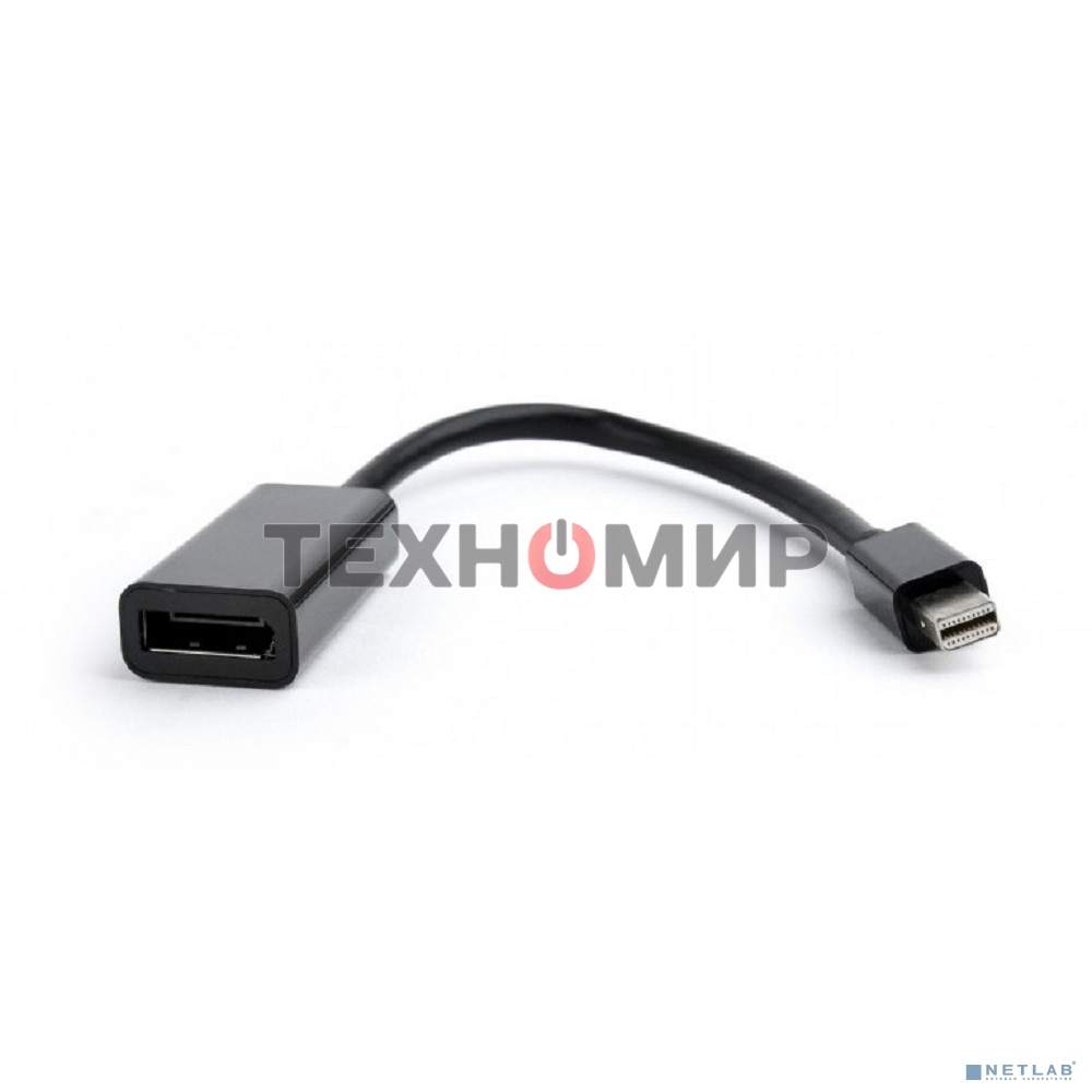 Переходник miniDisplayPort - DisplayPort, Cablexpert A-mDPM-DPF-001, 20M/20F, 16см, черный, пакет