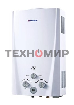 Водонагреватель Edisson F 20 D Газовый проточный(Стеклянный фасад, мощность 20кВт, луженый теплообменник 2,5кг, произв. 10л/мин, регулировка протока воды 0,025-0,8мПа и подачи газа 1274мПа, переключатель режимов 