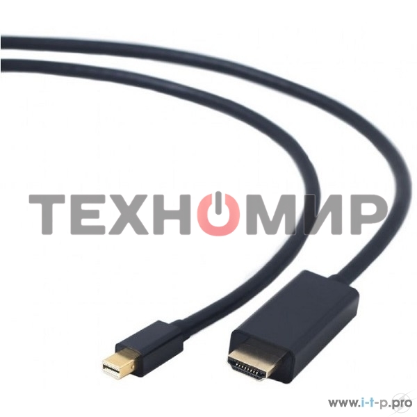 Кабель Cablexpert mDP-HDMI, 20M/19M, 1.8м, черный, позол.разъемы, пакет (CC-mDP-HDMI-6)