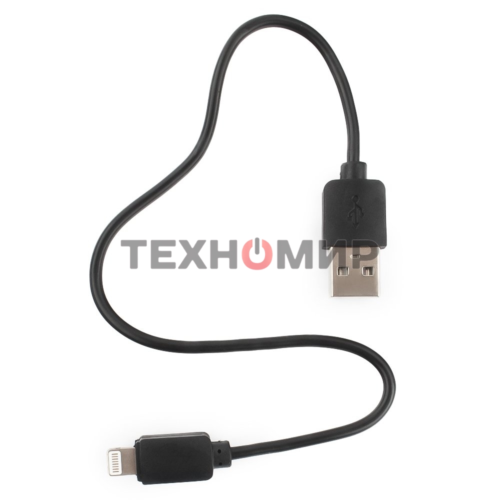 Кабель USB Гарнизон GCC-USB2-AP2-0.3M AM/Lightning, для iPhone5/6/7, IPod, IPad, 0.3м, черный, пакет