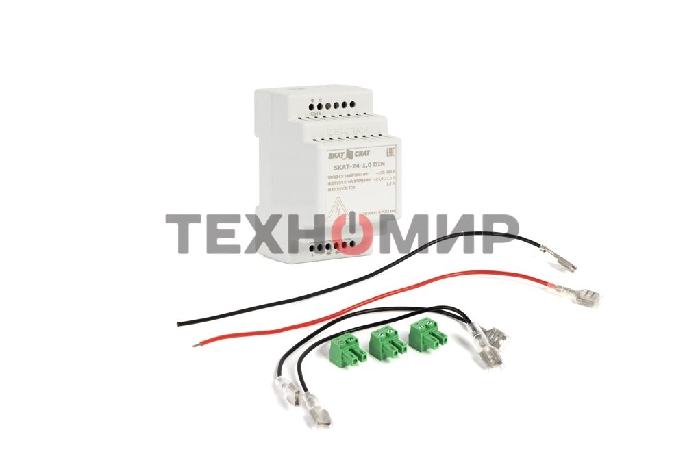 Источник питания SKAT-24-1.0 DIN 24В 1,3А АКБ внеш. 2х4,5-12Ач ток заряда 1,0–Iнагр. SKAT-24-1.0 DIN power supply 24V 1.3A battery ext. 2х4.5-12Ah charge current 1.0 – Iload.