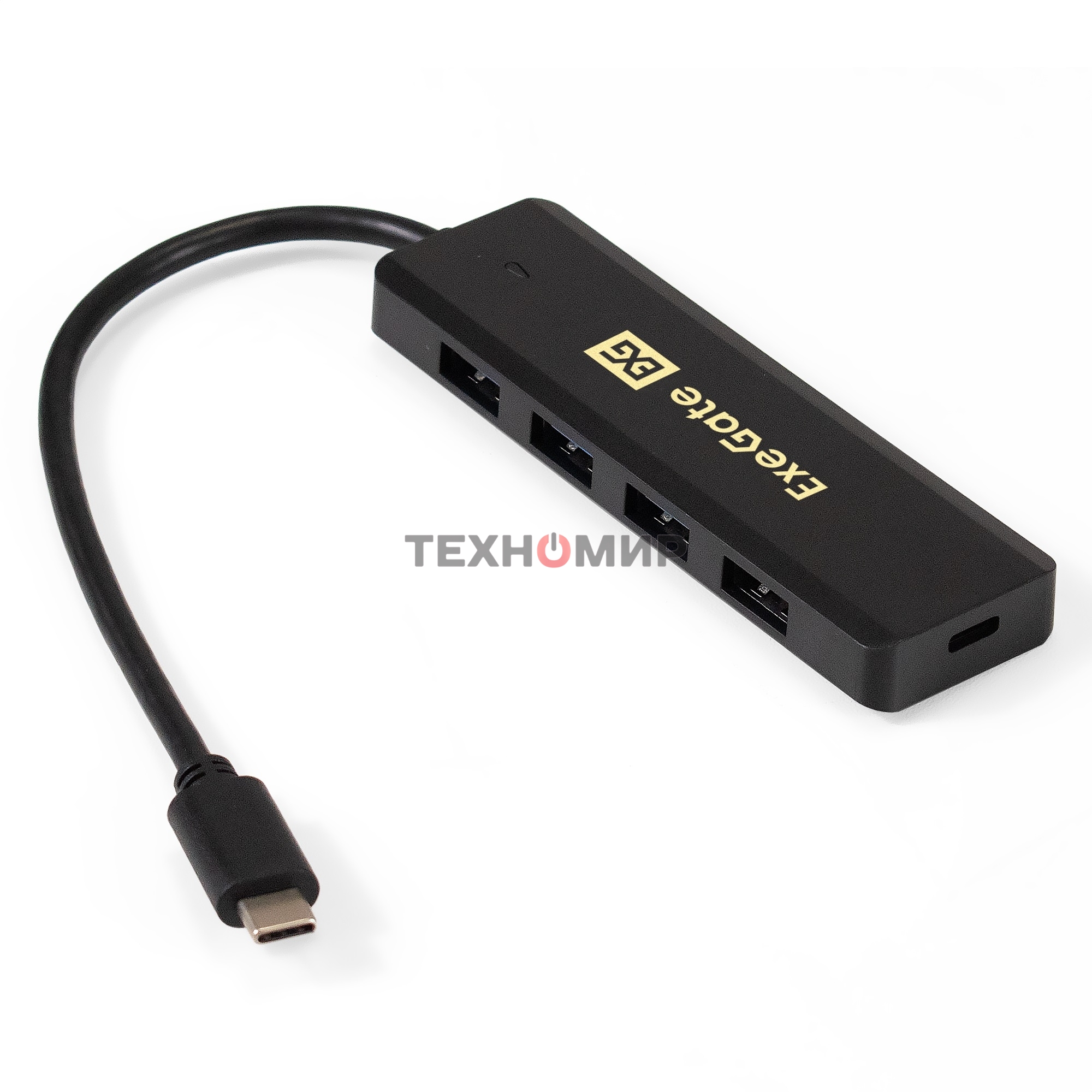USB-концентратор ExeGate DUB-4CP/1 (кабель-адаптер USB Type C --> 4xUSB3.0, Plug&Play, черный)