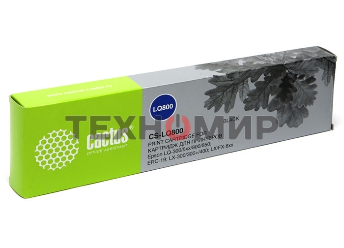 Картридж матричный Cactus CS-LQ800 черный (12.7 мм, 10 м, 2 500 000 знаков) для Epson LQ-300/5xx/800/850/ERC-19/LX-300/300+/400/MX 80