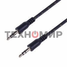 Аудиокабель AUX Rexant 3.5 мм в тканевой оплетке 1 м черный