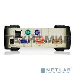 Переключатель ATEN KVM Switch CS82U-AT KVM-переключатель, VGA/SVGA+KBD+MOUSE, 1> 2 блока/порта/port PS2/USB, с KVM-шнурами PS2/USB 2х1.2м