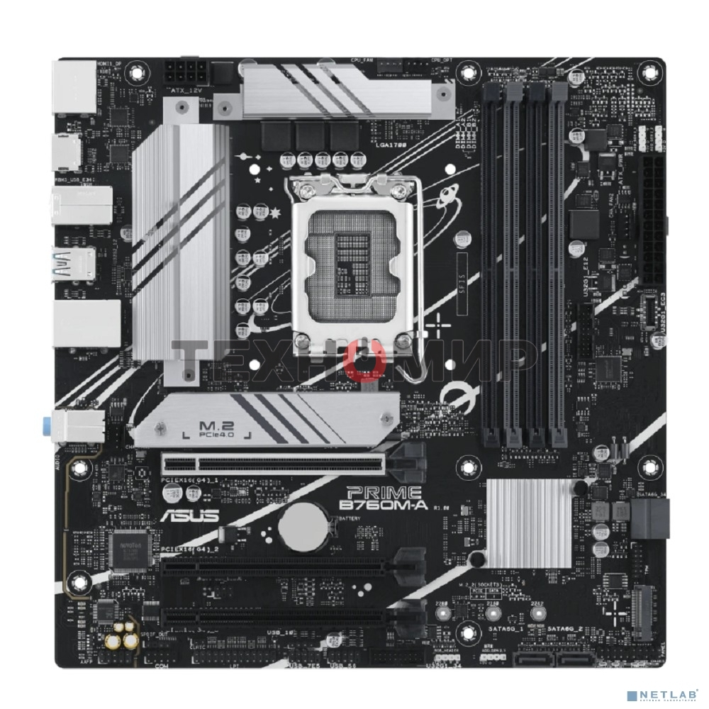 Материнская плата ASUS PRIME B760M-A-CSM, Socket LGA 1700, Intel B760, 4xDDR5, 4xSATA, 2xM.2, 1xPCIe 4.0 x16, 1xPCIe 4.0 x4, 2xHDMI, 1xDP, 1x 2.5Gb LAN, 2xUSB-A 3.1, 4xUSB-A 2.0, 3x3.5 мм, 7.1, mATX
