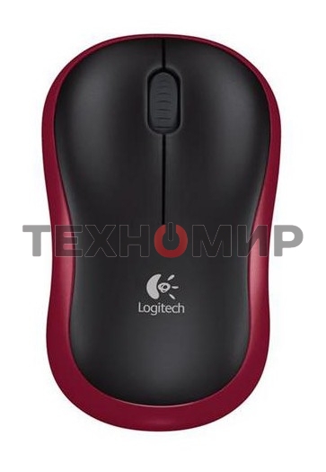 Мышь беспроводная Logitech M185, красный, 1000 dpi, радиоканал, USB, кнопки - 3