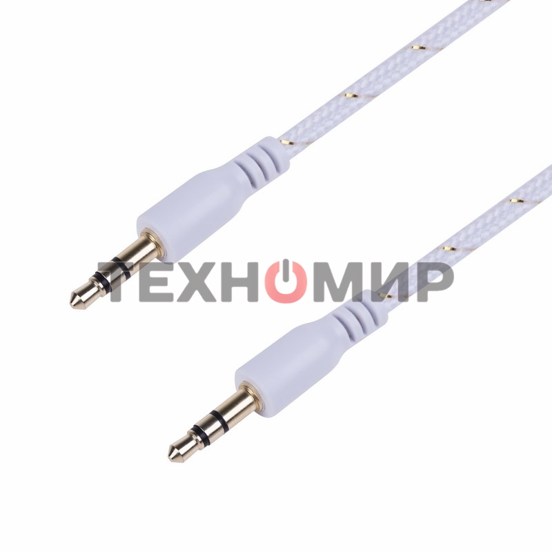 Аудиокабель AUX Rexant 3.5 мм в тканевой оплетке 1 м белый