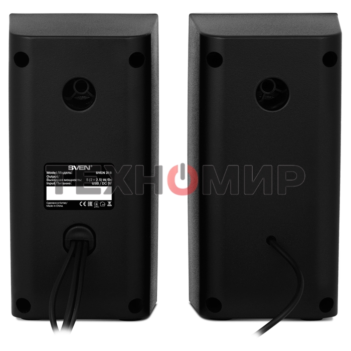 Колонки Sven 318 черный USB-порт ПК, ноутбука или адаптер 5V DC