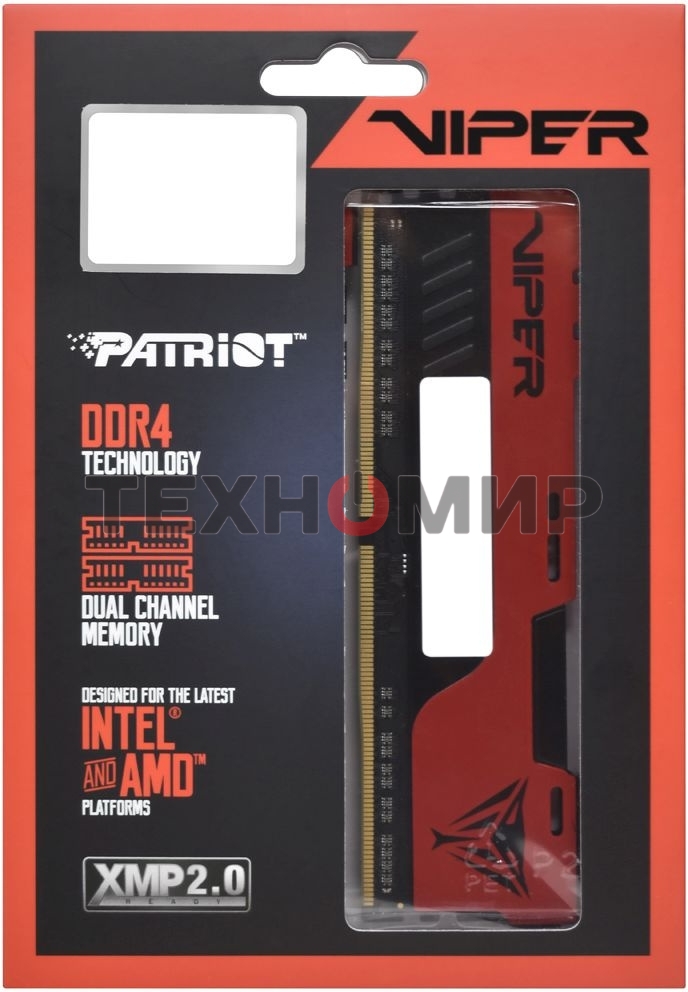 Оперативная память Patriot Viper Elite II, DDR4, 64GB (2x32 GB), 3600 MHz, CL20, DIMM, радиатор, красный/черный