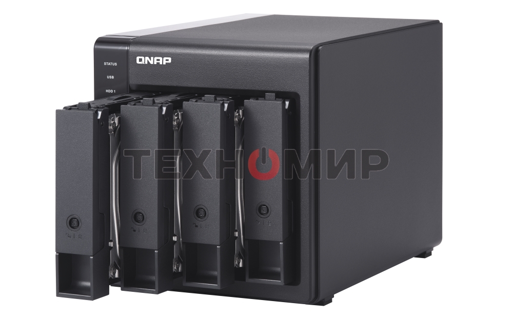 Полка расширения сетевого хранилища без дисков channel QNAP DAS TR-004 4 Bay 2.5/3.5 SATA Type-C USB 3.1 Gen 1 (5 Gb/s) Direct Attached Storage with Hardware RAID