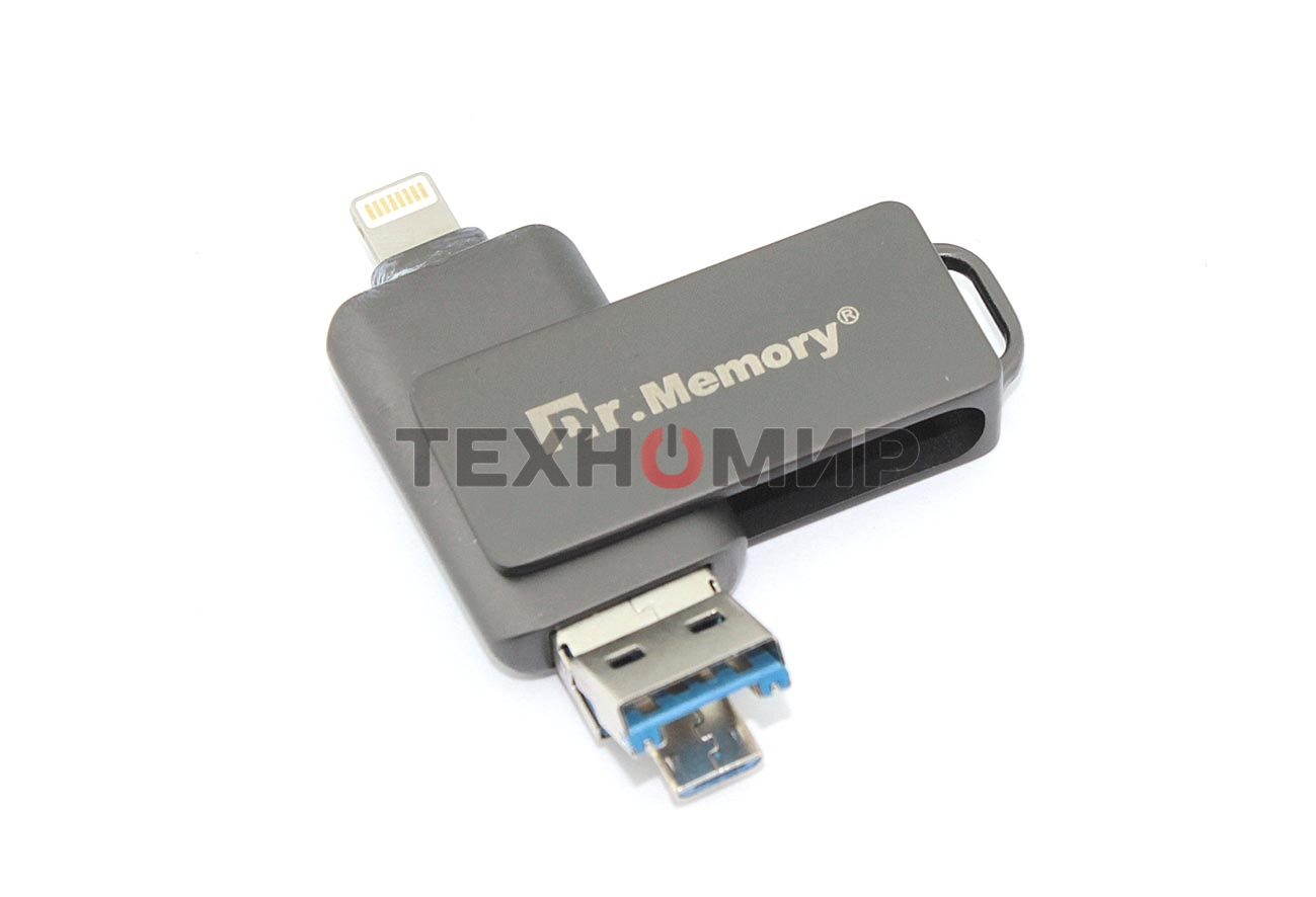 Флешка USB Dr. Memory 051, 4Gb, USB 3.0/USB Type-C, R/W 70/40, серый