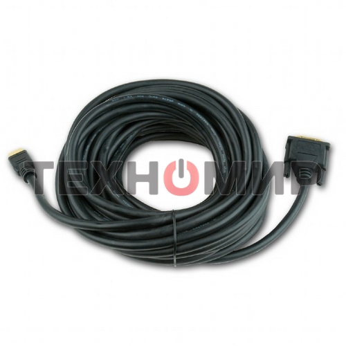 Кабель HDMI-DVI Cablexpert CC-HDMI-DVI-10MC, 19M/19M, single link, медь, позол.разъемы, экран, 10м, черный, пакет