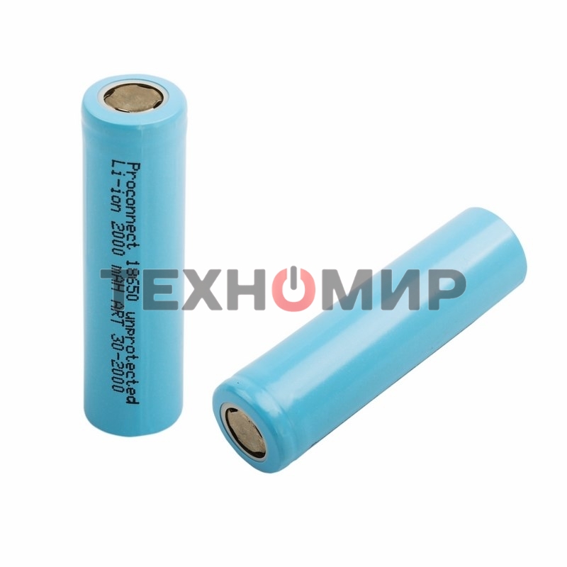 Аккумулятор PROconnect 18650 unprotected Li-ion 2000 mAh индивидуальная упаковка