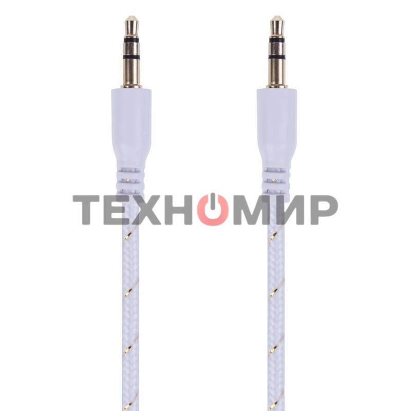 Аудиокабель AUX Rexant 3.5 мм в тканевой оплетке 1 м белый