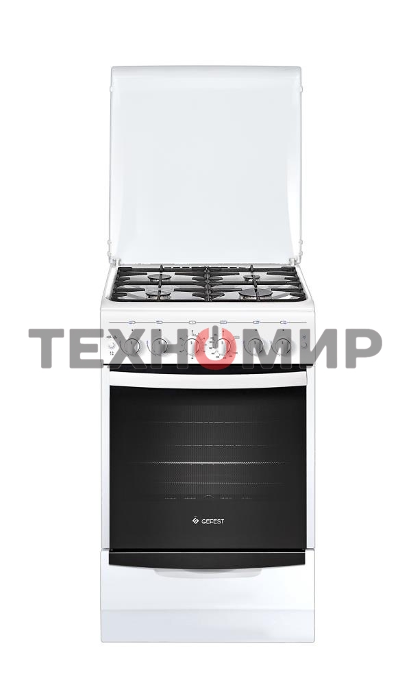 Плита газовая Gefest ПГ 5100-02 белый, конфорок 4 шт, духовка 52 л, 50 см x 85 см x 58.5 см