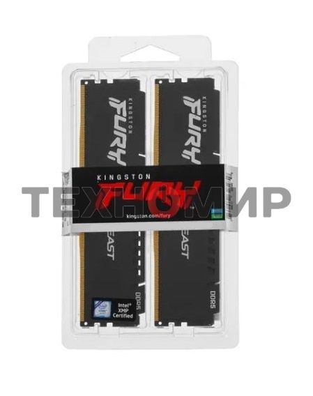 Оперативная память Kingston Fury Beast, DDR5, 32GB (2x16GB), 5600MHz, CL36, DIMM, с радиаторами, черный