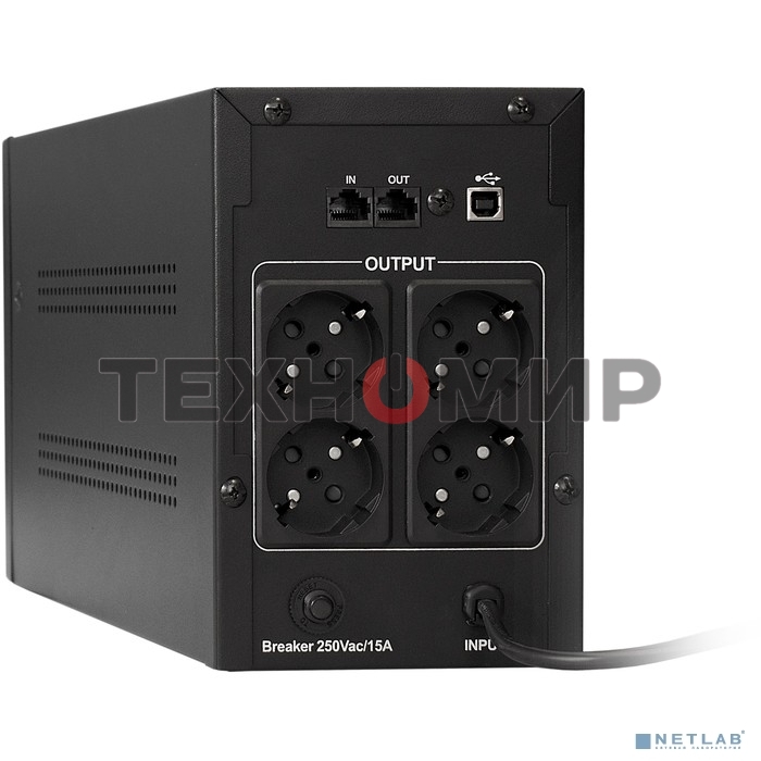 Источник бесперебойного питания ExeGate SpecialPro UNB-2200.LED.AVR.EURO.RJ.USB 2200VA/1300W, LED, AVR, 4 евророзетки, RJ45/11, USB, черный