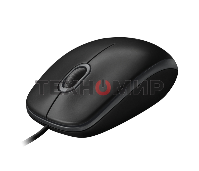 Мышь проводная Logitech B100 черный, 1000 dpi, USB, кнопки - 3