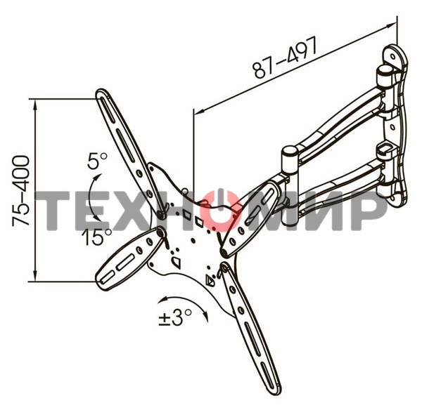 Кронштейн для телевизора Kromax TECHNO-5 серый 15