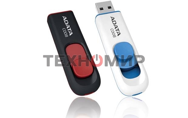 Флешка USB ADATA С008 (AC008-64G-RWE), 64Gb, USB 2.0, R/W 15/5, белый/синий
