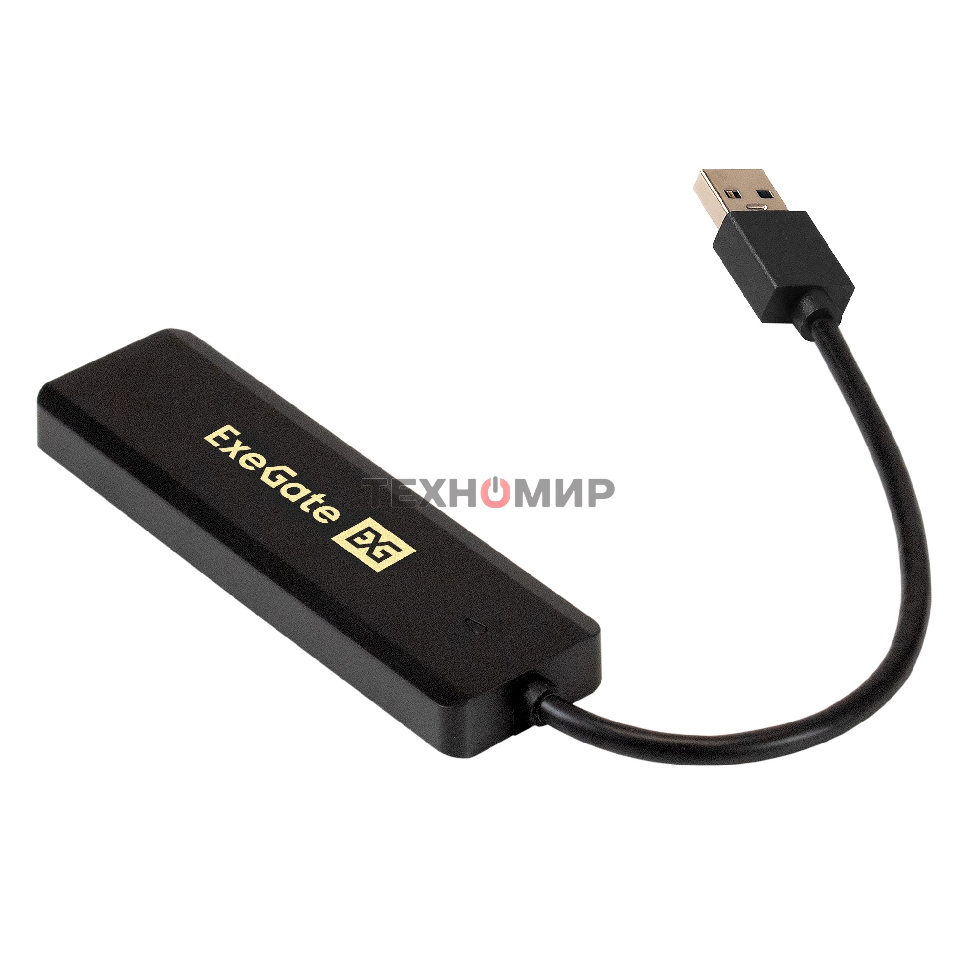 USB-концентратор ExeGate DUB-4P/1 (кабель-адаптер USB3.0 --> 4xUSB3.0, Plug&Play, черный)