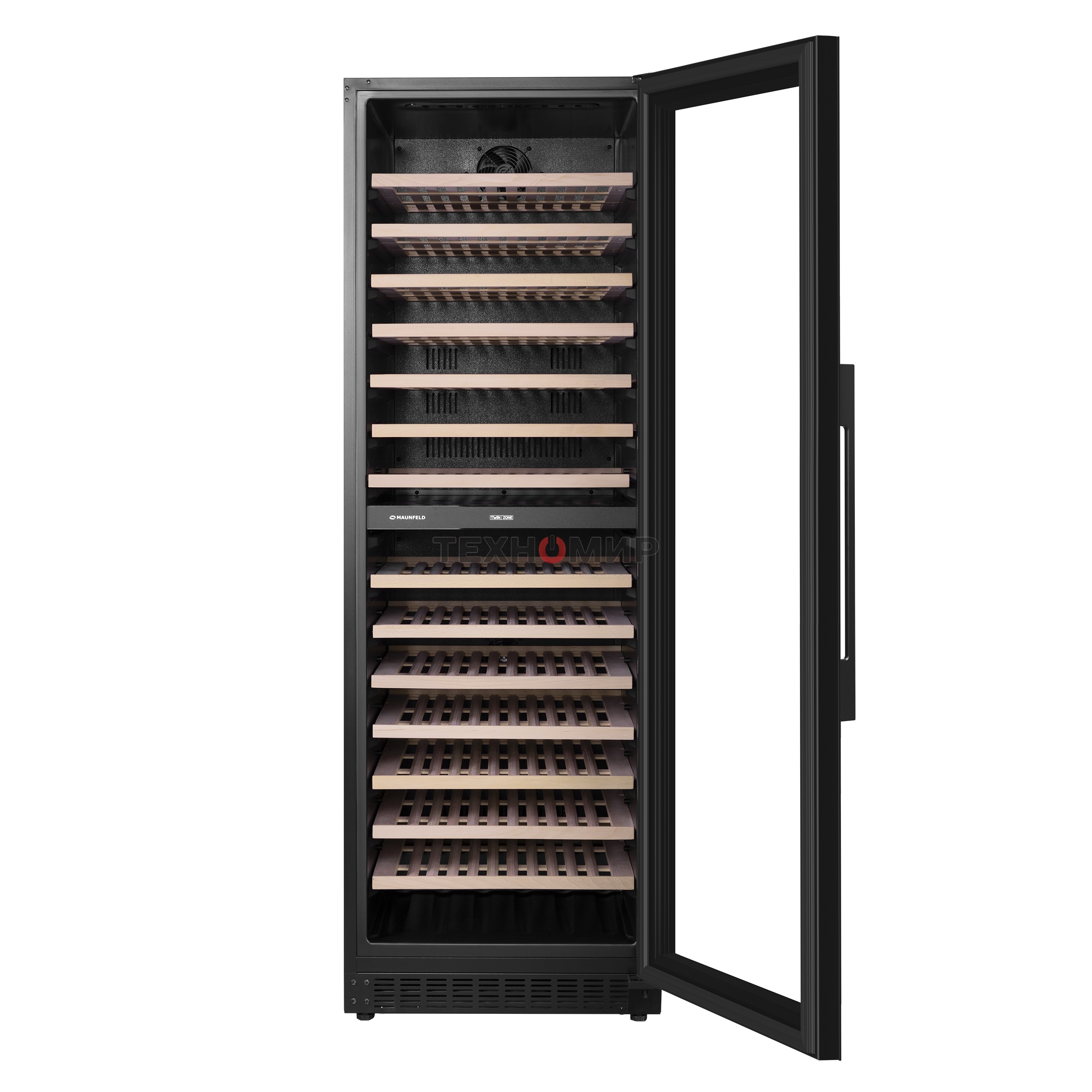 Винный шкаф встраиваемый Maunfeld MBWC-415D171, вместимость: 171 бутылок, черный