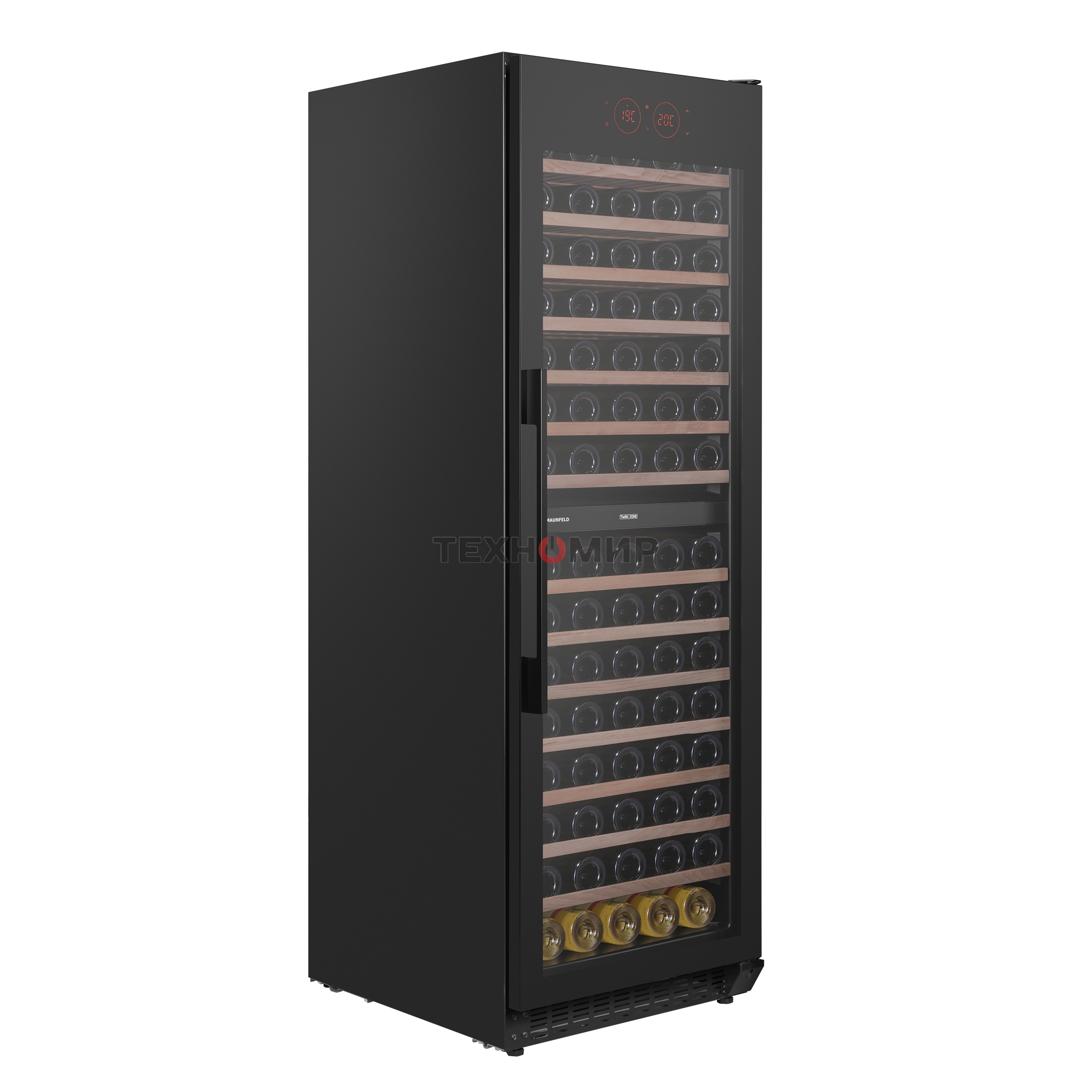 Винный шкаф встраиваемый Maunfeld MBWC-415D171, вместимость: 171 бутылок, черный