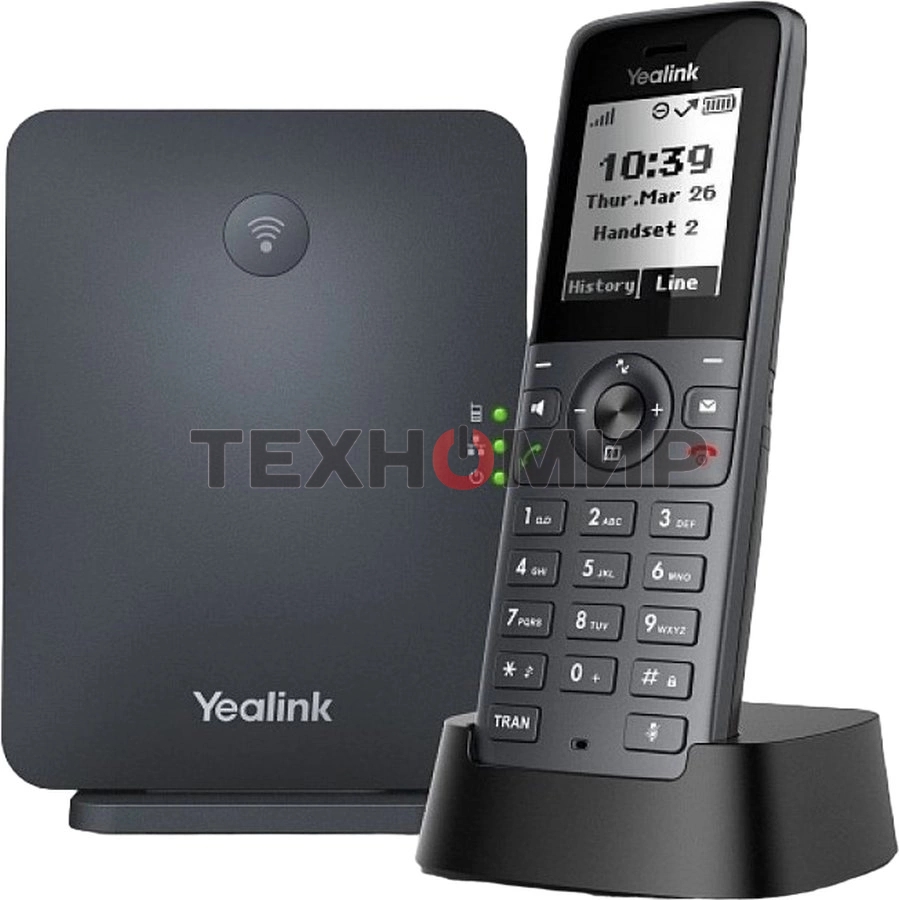 Беспроводная телефонная IP-DECT-система YEALINK W71P (база W70B+трубка W71H) до 10 SIP-аккаунтов, до 10 трубок на базу, до 20 вызовов, шт