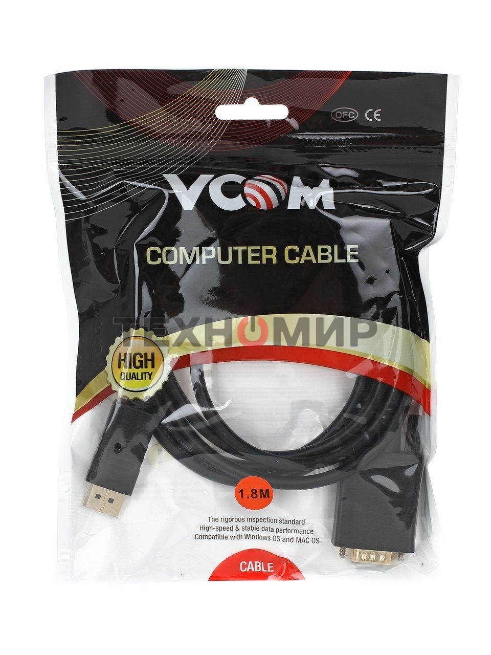 Кабель-переходник VCOM DisplayPort --> VGA_M/M 1,8 м CG607-1.8M