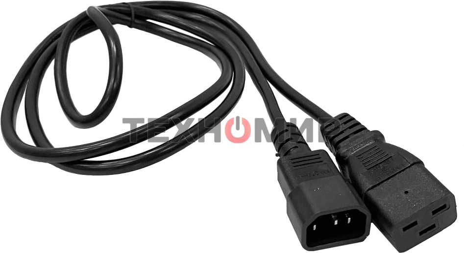 Шнур питания LANMASTER C19-C14, 3х0.75, 220В, 10А, черный, 10 м.