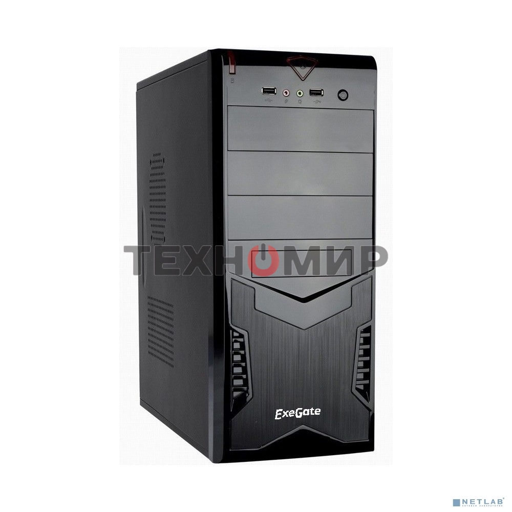 Компьютерный корпус Miditower ExeGate CP-601 Black, ATX, (CP500W, 80мм), 2хUSB, Audio