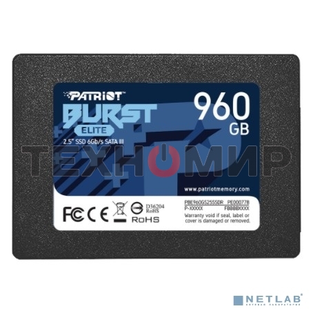 Накопитель SSD Patriot Burst Elite, 960Gb, SATA, 2.5
