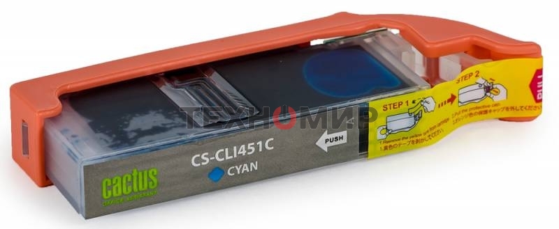 Картридж струйный Cactus CS-CLI451C голубой (10,2 мл) для Canon MG 6340/5440/IP7240