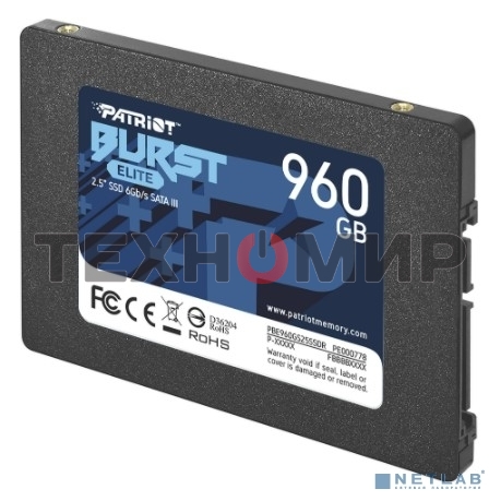 Накопитель SSD Patriot Burst Elite, 960Gb, SATA, 2.5