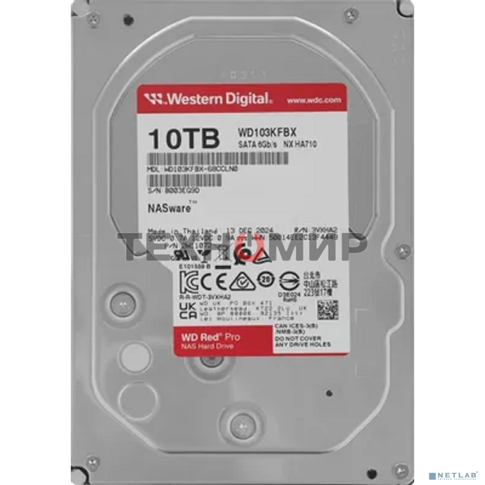 Жесткий диск Western Digital SATA-III 10Tb WD103KFBX Red Pro (7200rpm) 512Mb 3.5