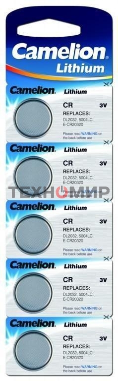 Элемент питания литиевый Camelion CR CR2032 BL-5 (блист.5шт)
