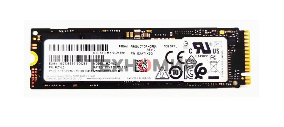 Накопитель SSD Samsung PM9A1, 1000Gb, M.2 2280, PCIe 4.0 x4, NVMe, R/W 7000/5100