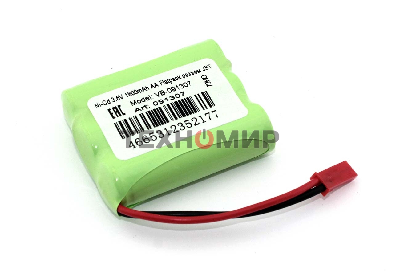 Портативный аккумулятор Ni-Cd 3.6V 1800mAh AA Flatpack разъем JST