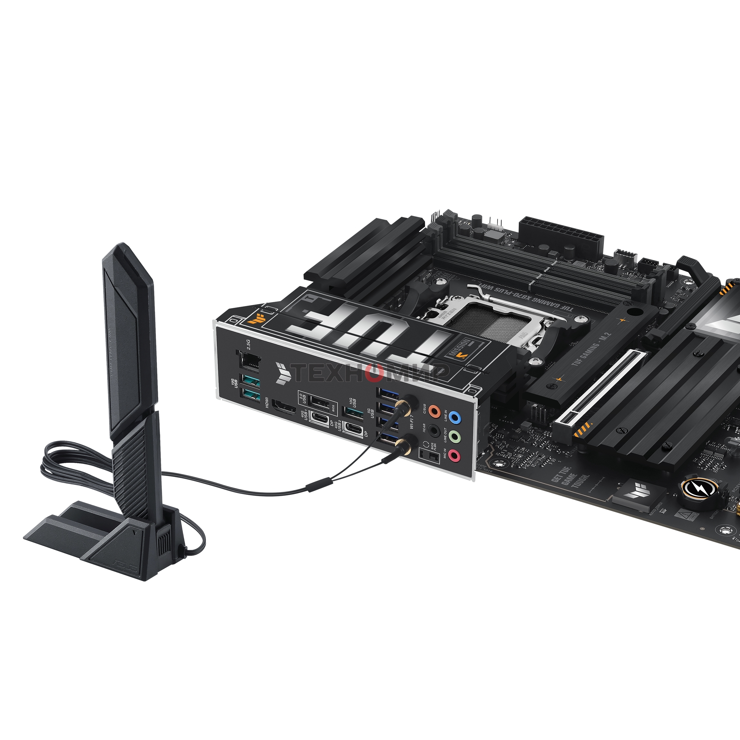 Материнская плата ASUS TUF GAMING X870-PLUS WIFI, AM5, AMD X870, 4xDDR5, 2xSATA, 4xM.2, 1xPCIe 5.0 x16, 1xPCIe 4.0 x4, 1xHDMI, 1xUSB-C 3.2 Gen 2, 1xUSB-C 3.2 Gen 2x2, 2xUSB-C 4.0, 1x 2.5Gb LAN, 1xUSB-A 2.0, 3xUSB-A 3.2 Gen 2, 4xUSB-A 3.2 Gen 1, 5x3.5 мм, 