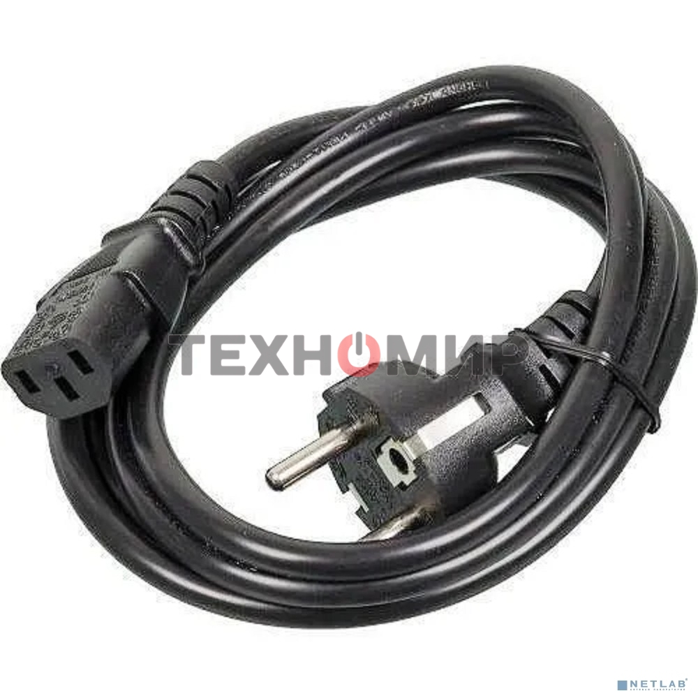 Кабель питания ExeGate Power PC-3P (Евровилка Schuko->С13) VDE-250V-3*1.0-CU, 10A, черный, 3м