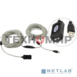 Кабель-адаптер Aopen/Qust USB2.0-repeater, удлинительный активный Am-->Af 20м (ACU823-20M) 6938510851345