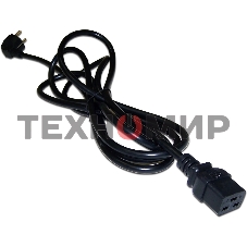 Шнур питания LANMASTER C19-Schuko угловая, 3х1.5, 220В, 16А, черный, 1 метр