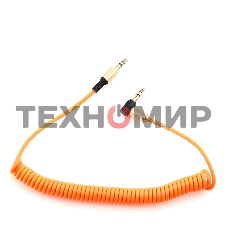 Кабель Cablexpert аудио 90˚ спиральный CCAB-02-35MMLC-1.8MO. 3.5 Jack (M)/3.5 Jack (M), оранжевый, 1.8м, блистер